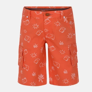 Orange Printed Gabardine Short Pant
